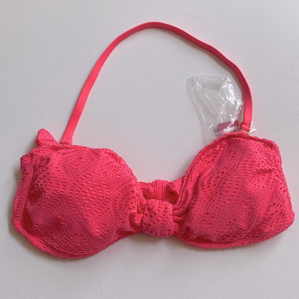 Xhilaration Coral bandeau halter‎ bikini top ONLY, Size M, NWT